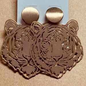 Gold Tiger Statement Earrings NEW